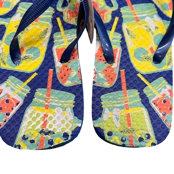 New “Cocktails” Summer Rubber Flip Flops, Size S 5/6 - Picture 3 of 4